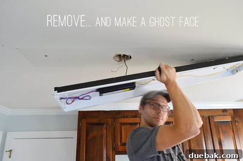 Upgrade Your Lighting: Swapping Fluorescent Fixtures for Pendants 7 Old fluorescent light fixture in kitchen fully uninstalled