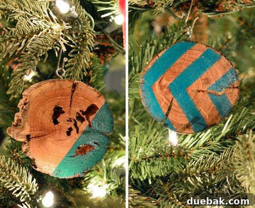 Rustic Wood Slice Christmas Creations 14 Finished wood slice ornament with metal hook, ready for the tree