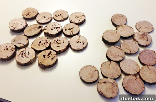 Rustic Wood Slice Christmas Creations 8 Raw wood slices drying, showing natural grain and imperfections