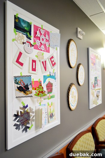 Brightening Little Lives: Our Holiday Hospital Makeover 11 Holiday Corkboard In Childrens Hospital With Christmas Cards, filled with heartwarming messages from the community.