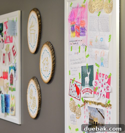 Brightening Little Lives: Our Holiday Hospital Makeover 13 White Painted Corkboard With Holiday Cards For Christmas Display, highlighting the global reach of community support.