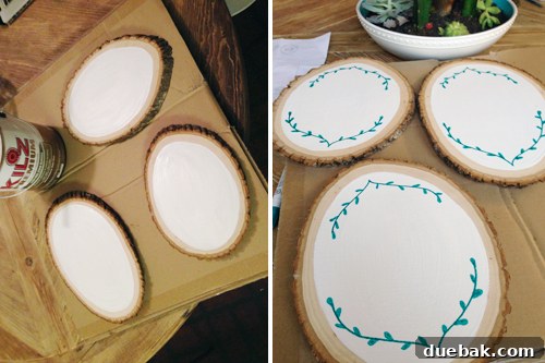 Brightening Little Lives: Our Holiday Hospital Makeover 14 Wood Cut Slices With Holiday Decorations Painted On Them, showcasing Sherry's detailed and charming artistic creations.