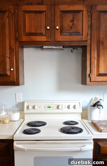 Replacing an Over-the-Range Microwave with a Range Hood 2 Kitchen with an empty space above the stove, awaiting a new range hood