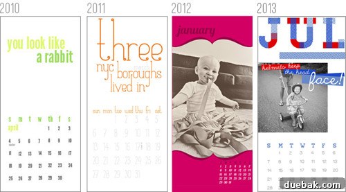 Close-up of a DIY calendar page showing the larger date grid and dedicated photo space.