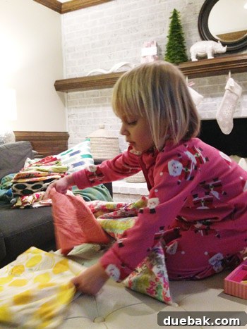 Clara, a young girl, pointing to her favorite fabric swatch, a pink flamingo pattern, for her custom cubby shelf.