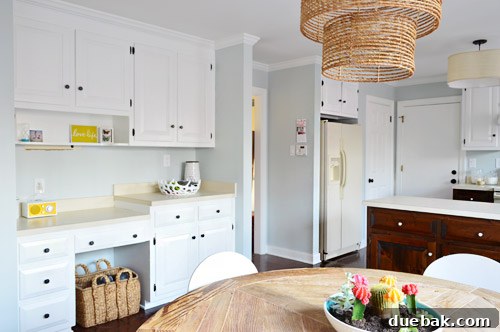 Effortlessly Transform Your Kitchen with White Upper Cabinets 18 Close-up of a portion of the newly painted kitchen, showing the details.