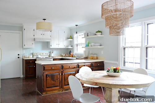 Effortlessly Transform Your Kitchen with White Upper Cabinets 21 Transition shot showing white upper cabinets and the existing lower cabinets awaiting their transformation.