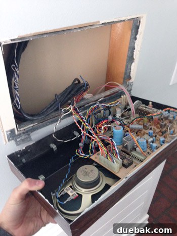 Artful Appetites 8 Exposed wiring and a large hole after the intercom unit was fully removed.