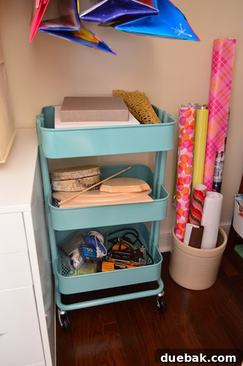 Contents of the IKEA Raskog cart organized