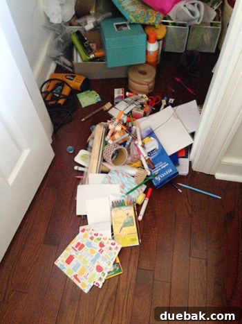 Initial dumping of craft supplies from a paper bag