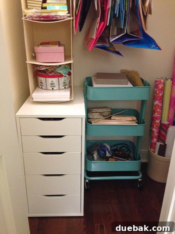 IKEA five-drawer cabinet for craft supply storage