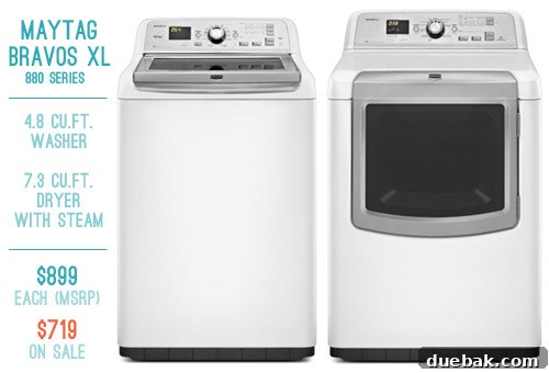 Your Essential Guide to Top Load Washer and Dryer Selection 8 Maytag washer and dryer model, very similar to the Whirlpool option