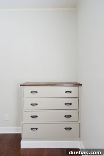 Finished Ikea Fjell Drawer As Built-In Base Cabinet For Bookshelf