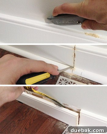 Prying off baseboard to built in a dresser