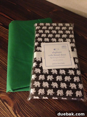 Organic crib sheet with elephant pattern, a budget-friendly find