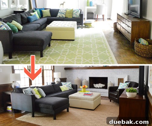 Taming the Runaway Home 7 Original Karlstad sectional in a large space