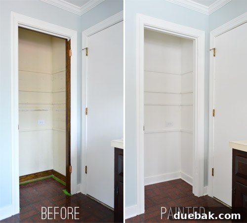 Pantry shelves removed for painting process