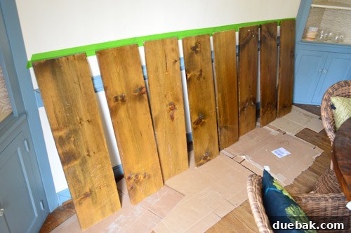Painting pantry shelves with a foam roller