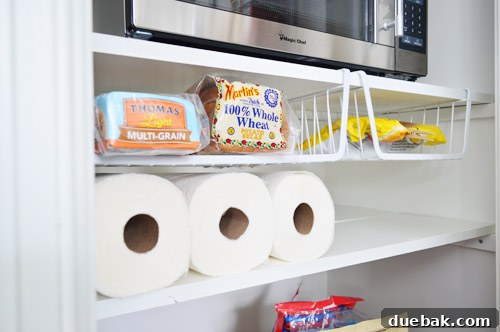 Under-shelf wire baskets for added storage