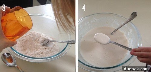 Bowl of paper mache paste made from flour and water