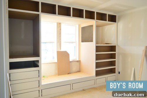 Boy's bedroom with a built-in bed and storage system in the showhouse