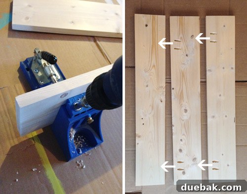 Wood boards joined together with Kreg Jig pocket holes.