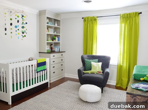 Craft Your Own Adorable Nursery Mobile 17 After photo of the nursery room with the DIY mobile and crib in place