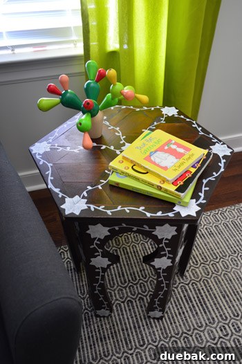 Final reveal of the DIY Moroccan faux inlay table