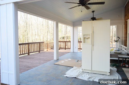 refrigerator on back porch for painting