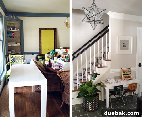 Dining room filled with office items