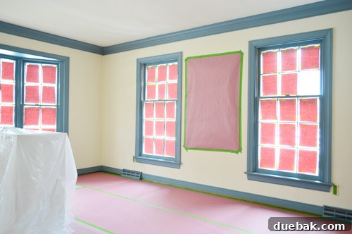 Windows masked with rosin paper