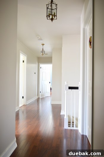 Fast Track Hallway Painting 10 Finished upstairs hallway with new Edgecomb Gray paint