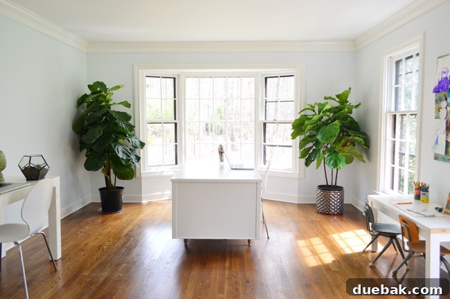 Listy VonListerstein: The Art of Intentional Listing 10 Home office space with a double desk and updated walls, ready for storage and decor.