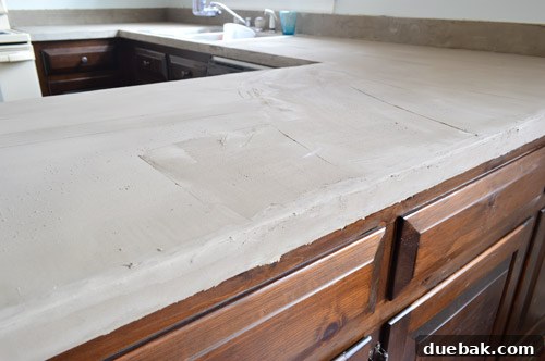 First rough layer of Ardex Feather Finish on kitchen countertop