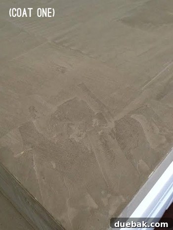 Close-up of newly finished concrete countertop