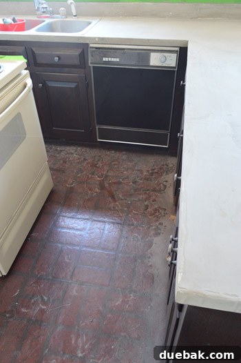 Kitchen covered in fine dust from concrete countertop sanding