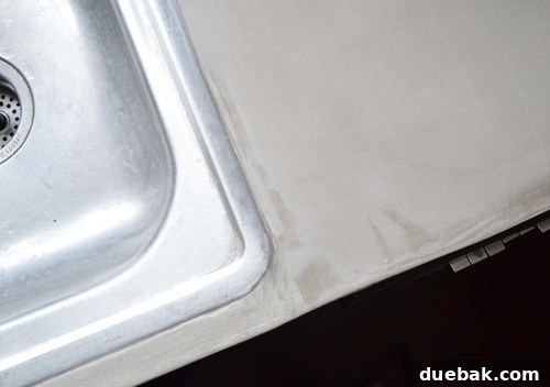 Concrete finish around kitchen sink area