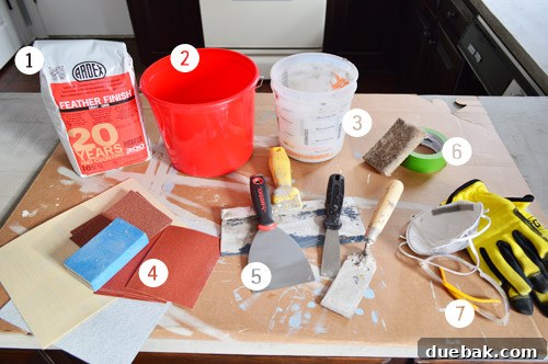 Tools and materials for Ardex concrete countertop project