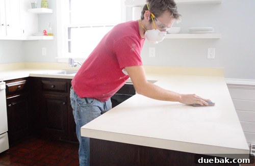 Sanding existing laminate countertops before Ardex application