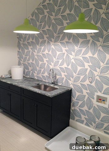 Showhouse Styling 12 Laundry room interior with modern tile flooring and pendant lights