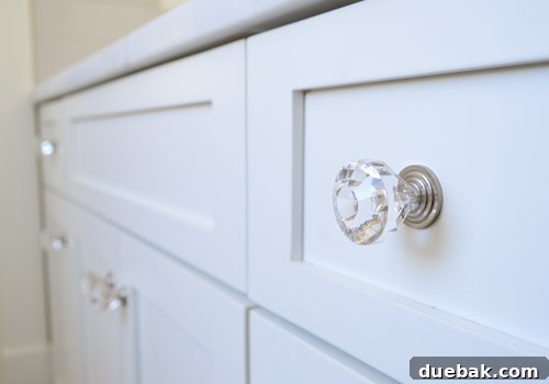 Showhouse Styling 15 Close-up of cabinet hardware in the guest bathroom