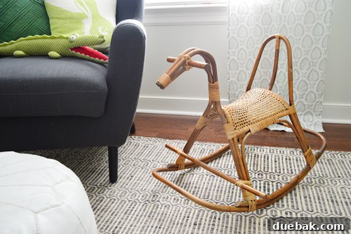 A Burst of Green Joy for the Nursery Closet 17 Vintage wooden rocking chair found at a thrift store in the nursery