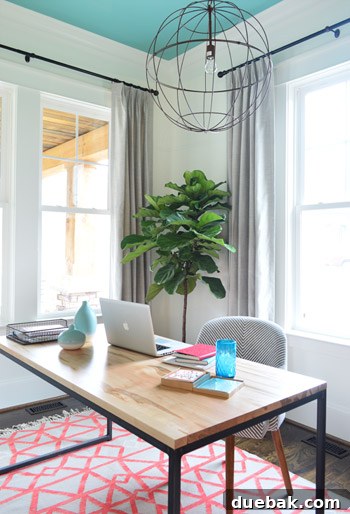 Home office desk with styled accessories