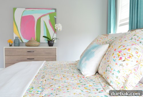 Luxury bedding from Pine Cone Hill in master bedroom