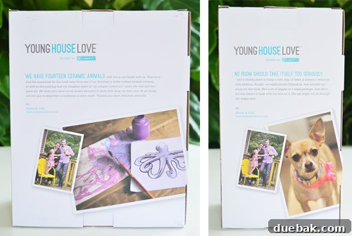 The back of the Young House Love packaging, featuring creative imagery and descriptive text that explains the inspiration behind the product.