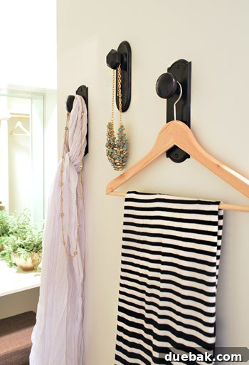 Doorknob hooks on closet partition