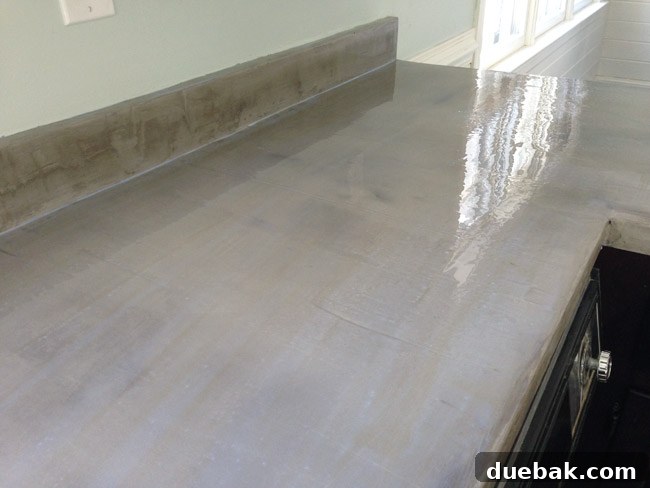 Mastering Ardex Concrete Counter Sealing 7 Wet Safecoat Acrylacq on concrete showing temporary bluish tint