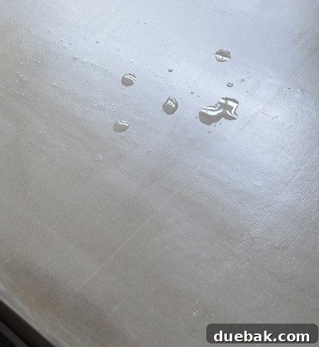 Mastering Ardex Concrete Counter Sealing 9 Water beading on newly sealed Ardex concrete countertop