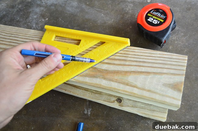 Marking Angle Cuts On 2x4 Board For Precise Miter Cuts