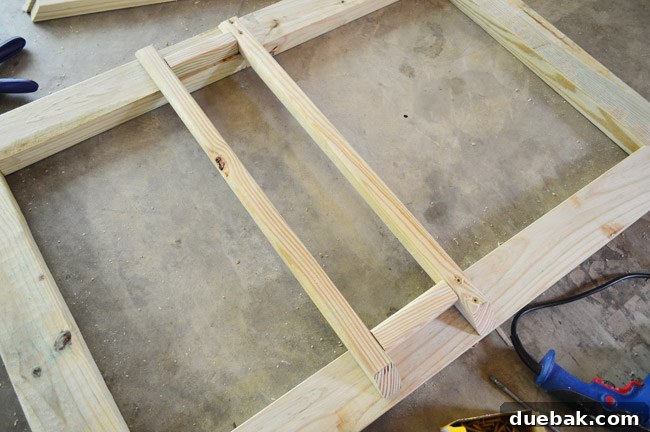 2x2 Balusters Added To Deck Gate Frame Using Scrap Wood Spacer For Even Distribution